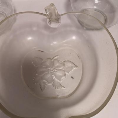 2 Glass Pitchers 1 Made In Italy & Hazel Atlas Orchard Large Salad Bowl
