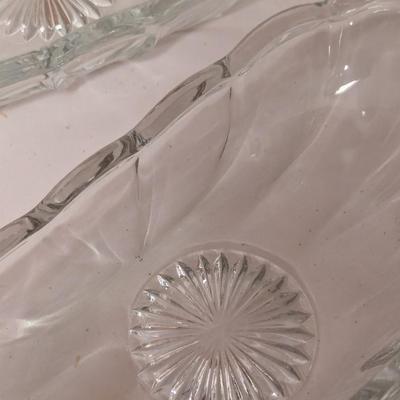Leonard Silverplate Hong Kong Wire Bread Basket & Glass Serving Dishes