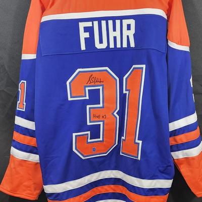 Grant Fuhr - Signed Jersey With “HOF 03” Inscription And DA Authentic - Edmonton Oilers