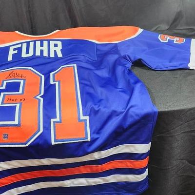 Grant Fuhr - Signed Jersey With “HOF 03” Inscription And DA Authentic - Edmonton Oilers
