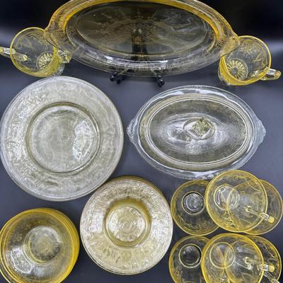 Anchor Hocking Uranium Yellow Cameo Ballerina Dinner Set