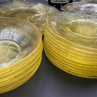 Anchor Hocking Uranium Yellow Cameo Ballerina Dinner Set