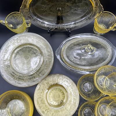 Anchor Hocking Uranium Yellow Cameo Ballerina Dinner Set