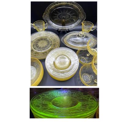 Anchor Hocking Uranium Yellow Cameo Ballerina Dinner Set
