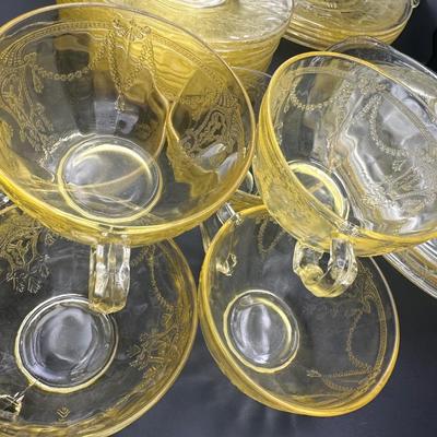 Anchor Hocking Uranium Yellow Cameo Ballerina Dinner Set