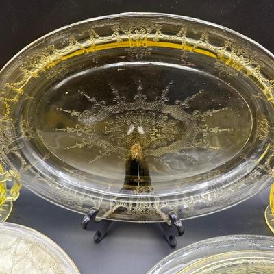 Anchor Hocking Uranium Yellow Cameo Ballerina Dinner Set