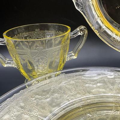 Anchor Hocking Uranium Yellow Cameo Ballerina Dinner Set