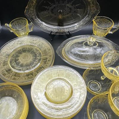 Anchor Hocking Uranium Yellow Cameo Ballerina Dinner Set