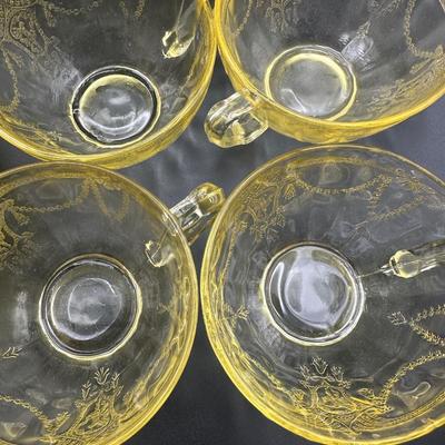 Anchor Hocking Uranium Yellow Cameo Ballerina Dinner Set