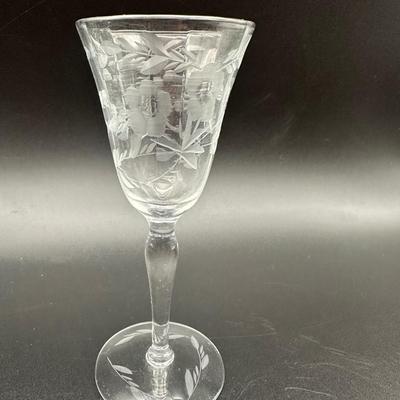 Vintage Set of Six Etched Cordial Shot Glasses (6)