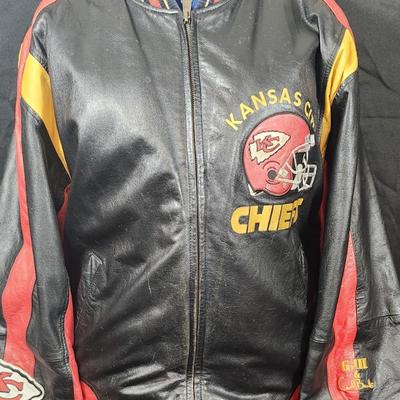 Vintage 90's leather Kansas City Chiefs Leather jacket G-III and Carl Banks