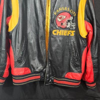 Vintage 90's leather Kansas City Chiefs Leather jacket G-III and Carl Banks