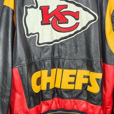 Vintage 90's leather Kansas City Chiefs Leather jacket G-III and Carl Banks