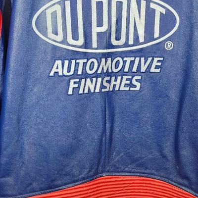 Vintage Nascar Jeff Hamilton Leather Jacket Mens XL Blue Red Jeff Gordon Dupont