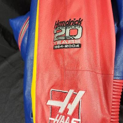 Vintage Nascar Jeff Hamilton Leather Jacket Mens XL Blue Red Jeff Gordon Dupont