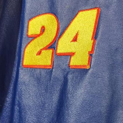 Vintage Nascar Jeff Hamilton Leather Jacket Mens XL Blue Red Jeff Gordon Dupont