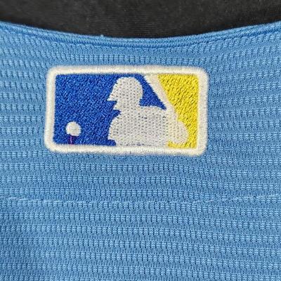 Salvador Perez Kansas City Royals Baby Blue Majestic 2015 World Series Jersey Size XL