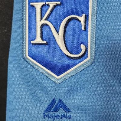 Salvador Perez Kansas City Royals Baby Blue Majestic 2015 World Series Jersey Size XL