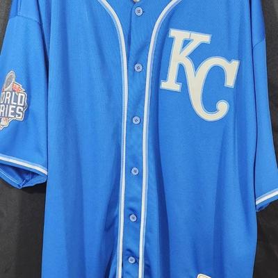 Johnny Cueto Kansas City Royals MLB Majestic 2015 World Series Jersey JSA Size 56