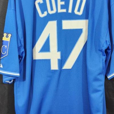 Johnny Cueto Kansas City Royals MLB Majestic 2015 World Series Jersey JSA Size 56