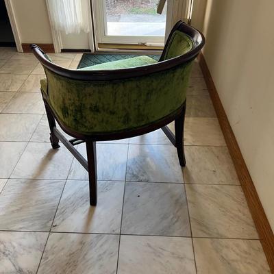 Green Velvet Regency Style Barrel Back Chair (LR-RG)