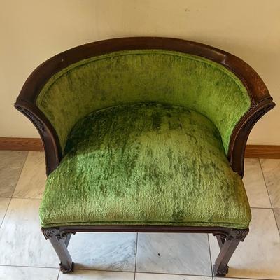 Green Velvet Regency Style Barrel Back Chair (LR-RG)
