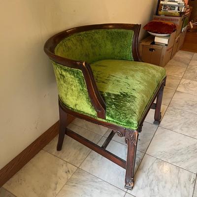 Green Velvet Regency Style Barrel Back Chair (LR-RG)