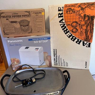 Vintage Farberware Griddle, bread maker & NEW popcorn popper