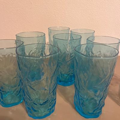 Vintage juice, dispenser, and glasses