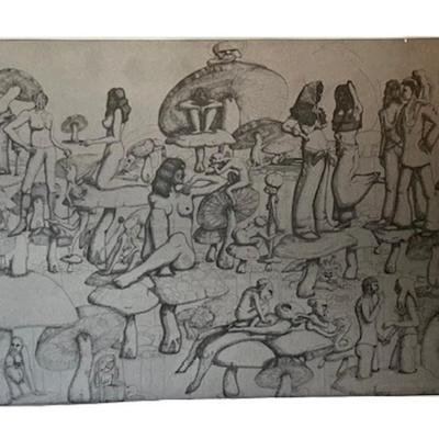 Original Gus Ellis Flash Art on Board
