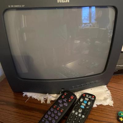 Two drawer wood file cabinet with TV