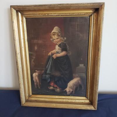 Small Girl With Pigs by Edmund Louyot (BD-KD)