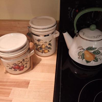 3 pc Canister and teapot