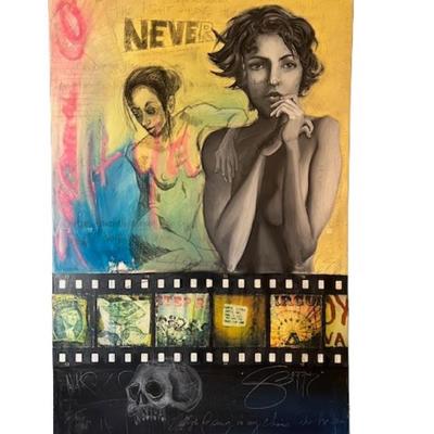 Signed Jenny Berry "Subway Poetry" Acrylic on Canvas
