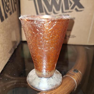 Amberina crackle vase