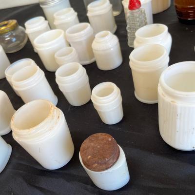 Lot of milk glass bottles