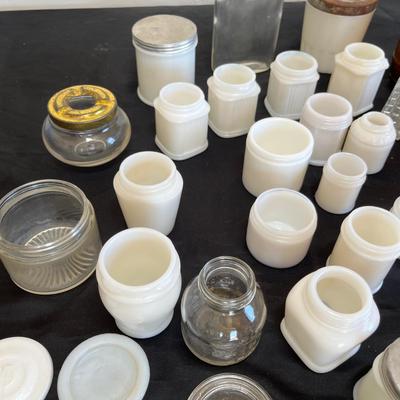 Lot of milk glass bottles