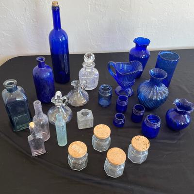 Cobalt & clear bottle lot