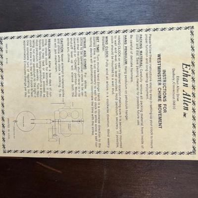 Ethan Allen Pendulum Wall Clock