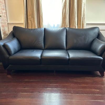 Jennifer Convertibles Black Leather Sofa (2 of 2)