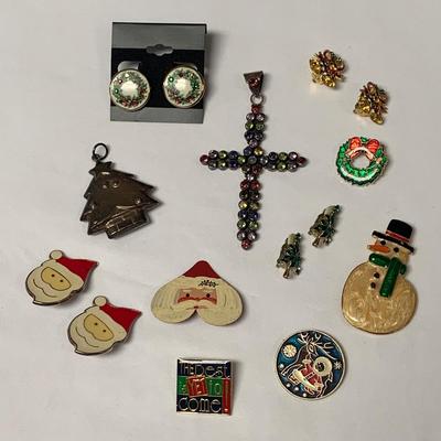 Christmas Pins, Pendants, & Clip Earrings incl. 925 & 14K (K-HS)