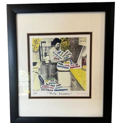 Nelson De La Nuez Signed "Dirty Laundry" Pop Art