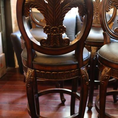 Six Swivel Fleur-De-Lis Counter Stools (6)