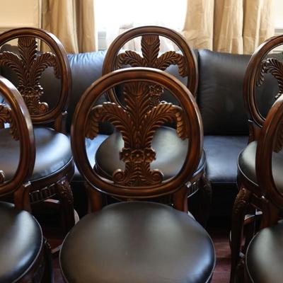 Six Swivel Fleur-De-Lis Counter Stools (6)