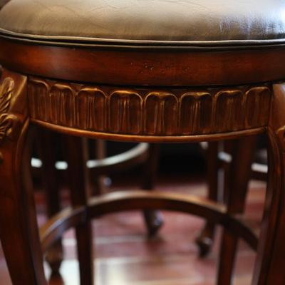 Six Swivel Fleur-De-Lis Counter Stools (6)