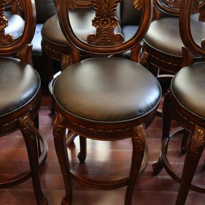 Six Swivel Fleur-De-Lis Counter Stools (6)