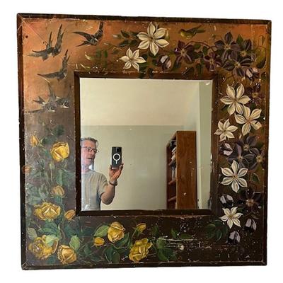 Antique Hand Painted Rustic Mirror