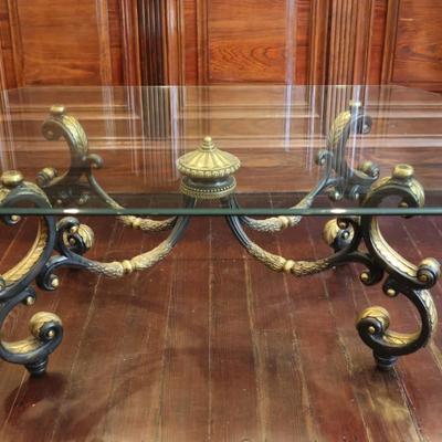 LA BARGE Brass with Glass Top Coffee Table