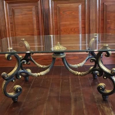 LA BARGE Brass with Glass Top Coffee Table