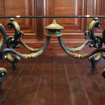 LA BARGE Brass with Glass Top Coffee Table